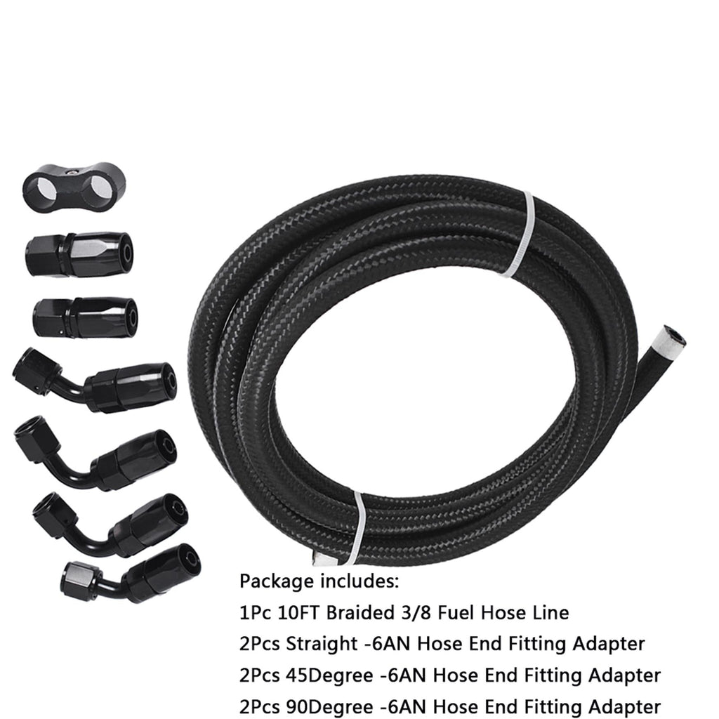 10ft 6AN Braided Fuel Line Hose 3/8'' Push-on Fuel Line, Pressure