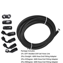 Load image into Gallery viewer, labwork Fuel Line Hose Kit, Nylon Stainless Steel Braided 3/8 Fuel Line 6AN 10FT Oil/Gas/Fuel Hose End Fitting Hose with 6 PCS Swivel Fuel Hose Fitting Adapter Hose Separator Clamp Kit Lab Work Auto 