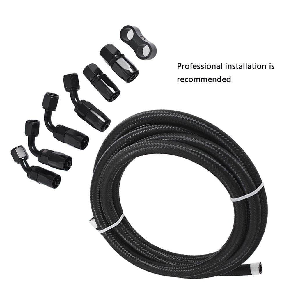 labwork Fuel Line Hose Kit, Nylon Stainless Steel Braided 3/8 Fuel Line 6AN 10FT Oil/Gas/Fuel Hose End Fitting Hose with 6 PCS Swivel Fuel Hose Fitting Adapter Hose Separator Clamp Kit Lab Work Auto 
