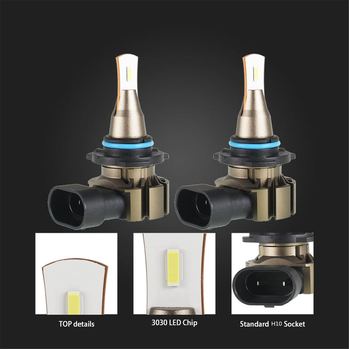 labwork H10 9145 9140 9045 9040 2 PCS LED Bulb Conversion Kit IP67 Waterproof 6000K White 360-degree Illumination 3000LM/Pair Lab Work Auto