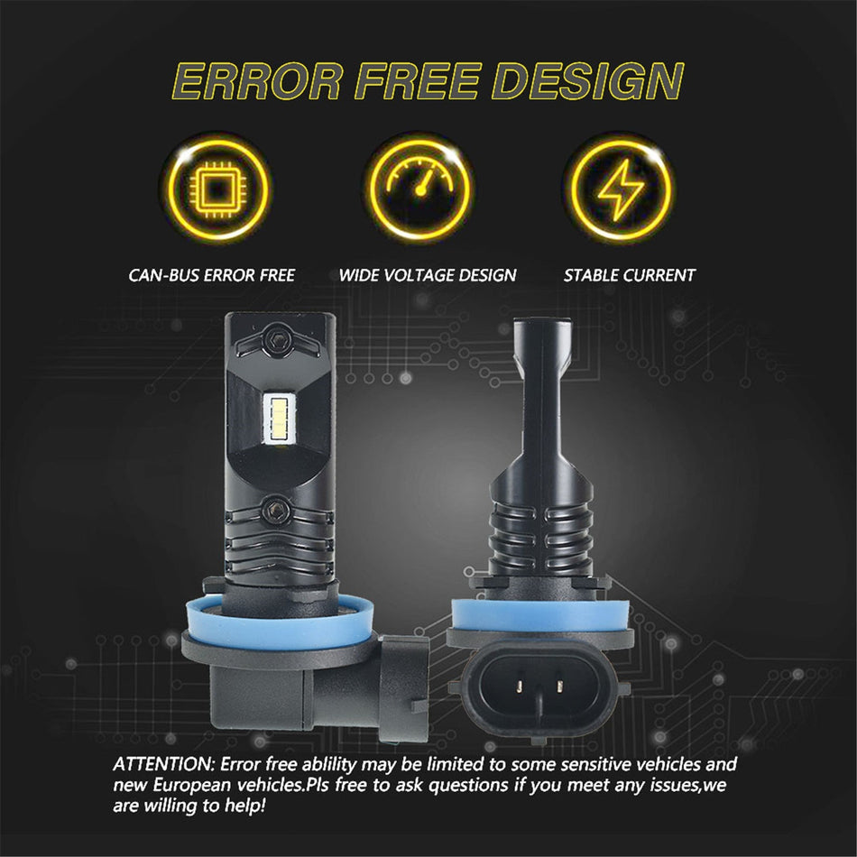 labwork H8 H9 H11 H16 2 PCS LED Fog Light Bulbs High Power 80W 6500K White Replacement for Signal, Turn, Brake, Parking, Tail, DRL Fog Lights Lab Work Auto 