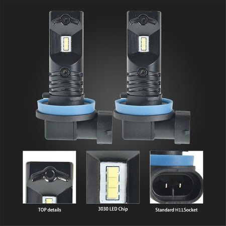 labwork H8 H9 H11 H16 2 PCS LED Fog Light Bulbs High Power 80W 6500K White Replacement for Signal, Turn, Brake, Parking, Tail, DRL Fog Lights Lab Work Auto 