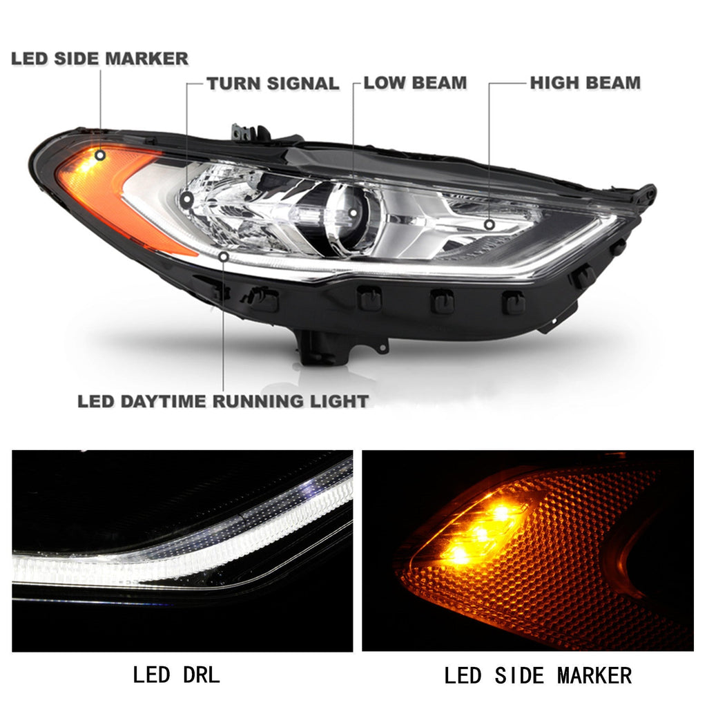 labwork Headlight For 2017-2019 Ford Fusion Passenger RH Headlamp Without Bulb Lab Work Auto