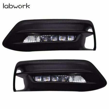 labwork LED Bumper Fog Lights Lamps Bezel Kit For 18-19 Honda Accord Sedan Lab Work Auto