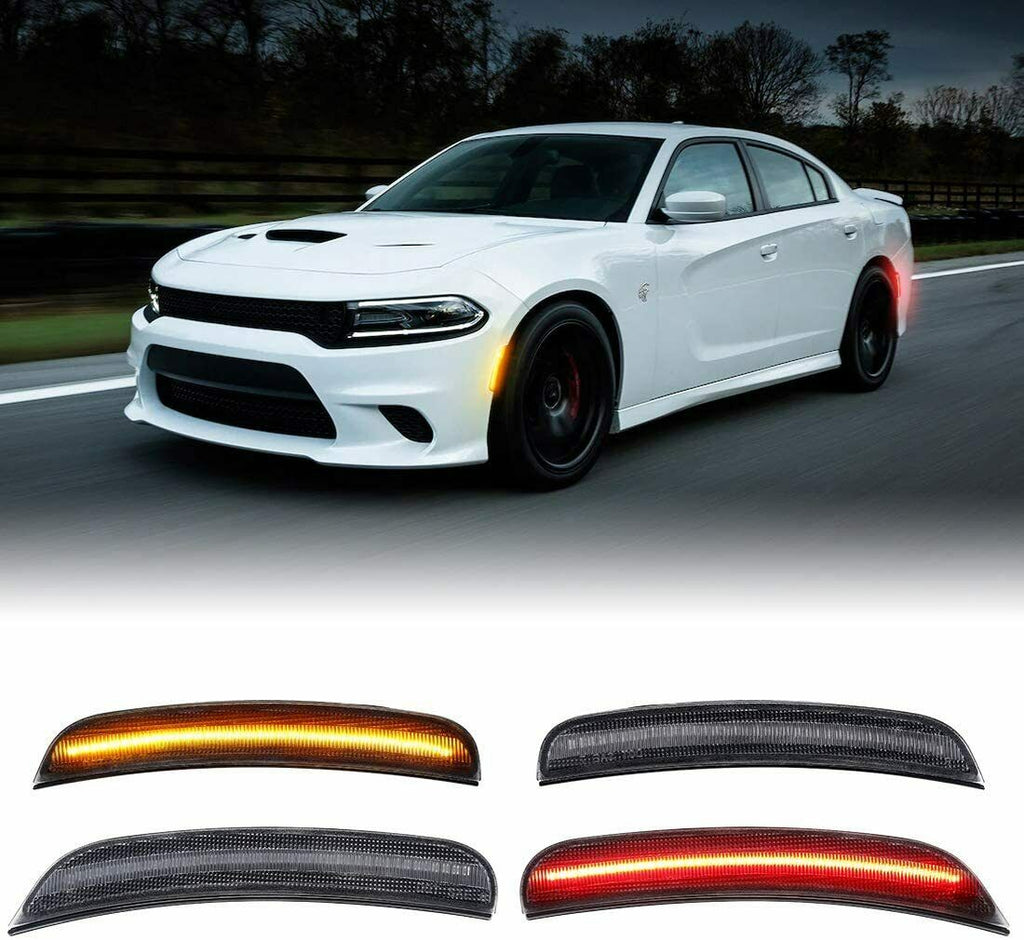 labwork LED Side Marker Lights For 2015-2020 Dodge Charger Front & Rear Set Lab Work Auto