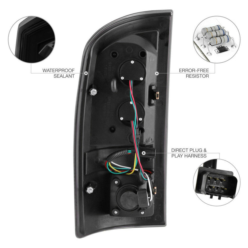 labwork LED Tail Light Lamp For 2002-2006 Dodge Ram 1500/2500/3500 Smoked Left + Right Lab Work Auto