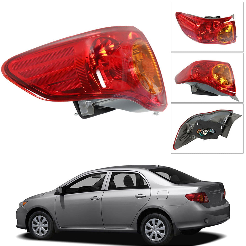 labwork Left Driver Side LH Tail Light Lamp Assembly Replacement for 2009 2010 Toyota Corolla Outer Rear 8156002460 TO2800175 Lab Work Auto