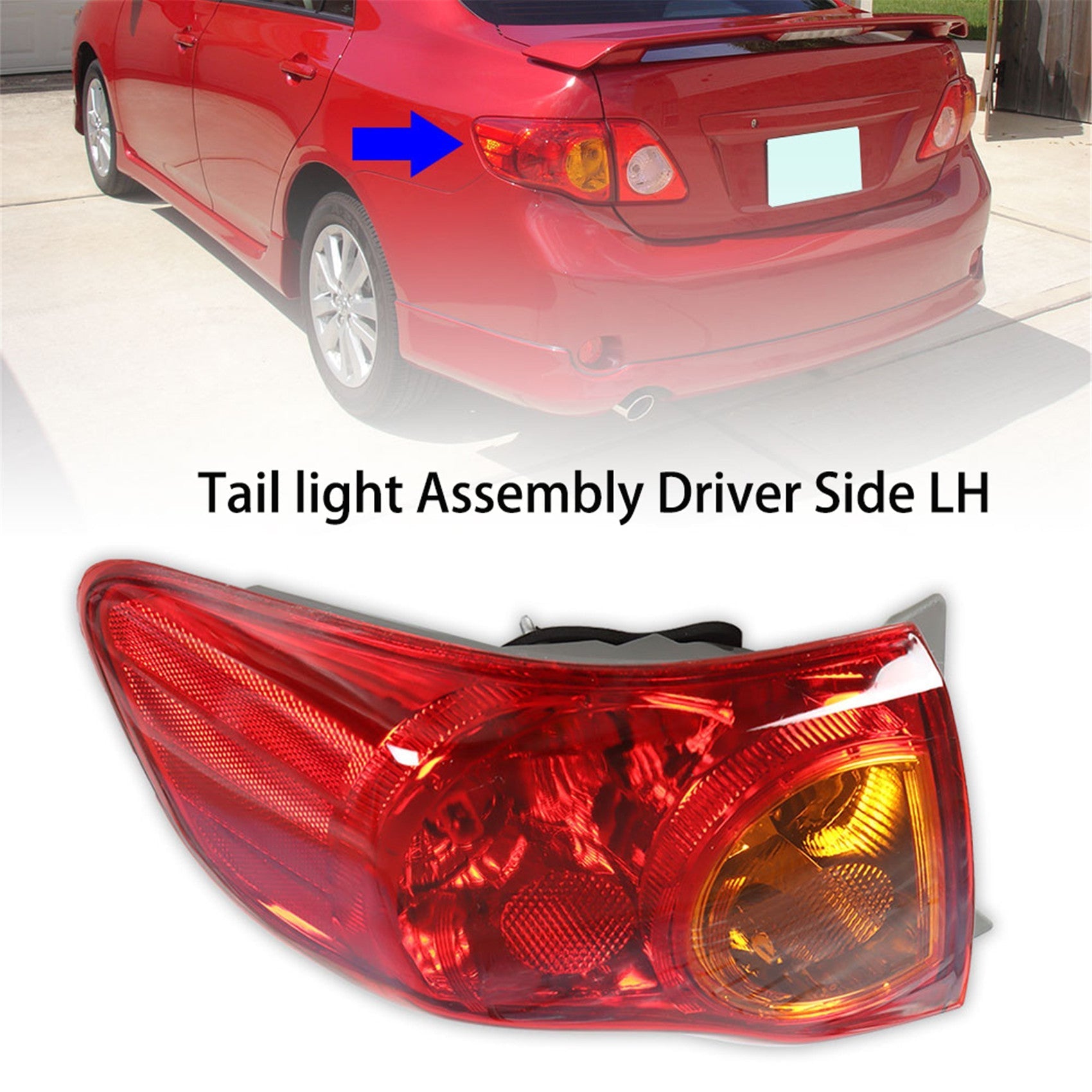 labwork Left Driver Side LH Tail Light Lamp Assembly Replacement for 2009 2010 Toyota Corolla Outer Rear 8156002460 TO2800175 Lab Work Auto