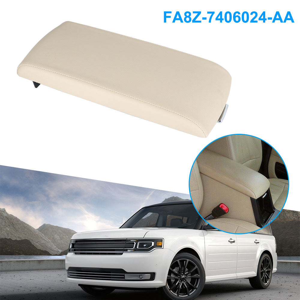 labwork Microfiber+Metal Center Console Cover Beige Fit For 2013-2017 Ford Flex Lab Work Auto