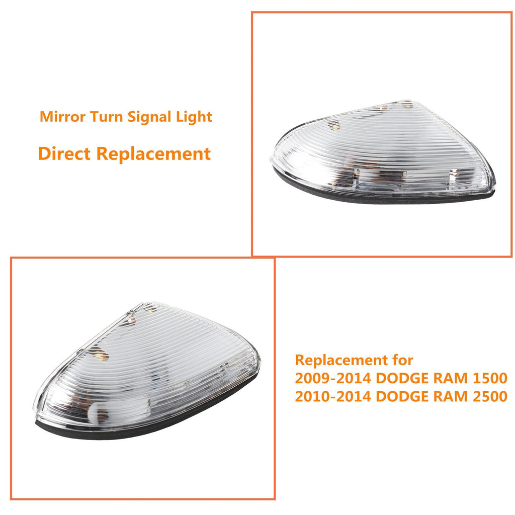 labwork Mirror Turn Signal Light Lamp For 09-14 Dodge Ram 1500 & 10-14 2500 Lab Work Auto