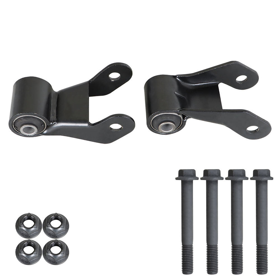 labwork Pair Of Leaf Spring Rearward Shackle Bracket Kit For 09-13 Chevy GMC Lab Work Auto