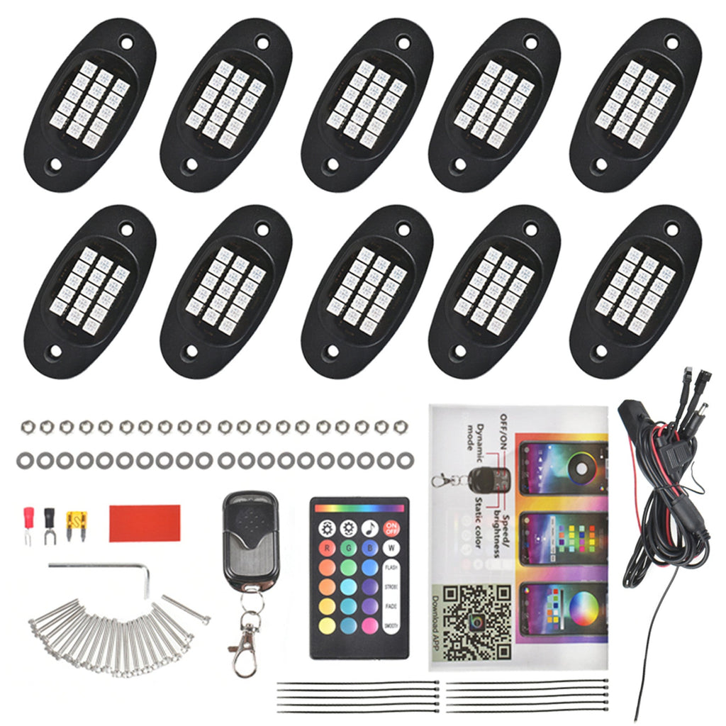 labwork RGB LED Bluetooth APP Rock Lights Kit ATV Underbody Neon Music Light - Lab Work Auto