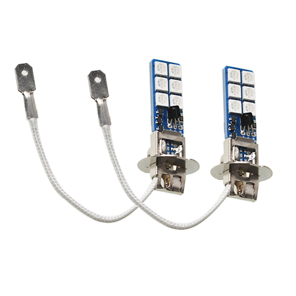 labwork RGB Multi-Color Remote Control H3 Fog Driving Lights 12-SMD LED Bulbs - Lab Work Auto