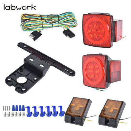 labwork Rear LED Submersible Trailer Truck Boat Marker Tail Light Kit Waterproof Lab Work Auto