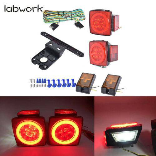 labwork Rear LED Submersible Trailer Truck Boat Marker Tail Light Kit Waterproof Lab Work Auto