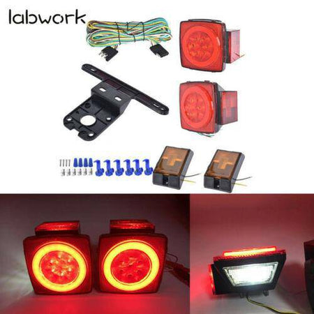 labwork Rear LED Submersible Trailer Truck Boat Marker Tail Light Kit Waterproof Lab Work Auto