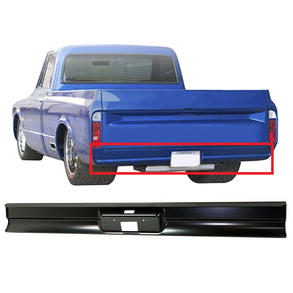 labwork Rear Roll Pan Bumper with License Plate Replacement for Chevrolet C10 Pickup 1967-1972 Trucks Steel Lab Work Auto