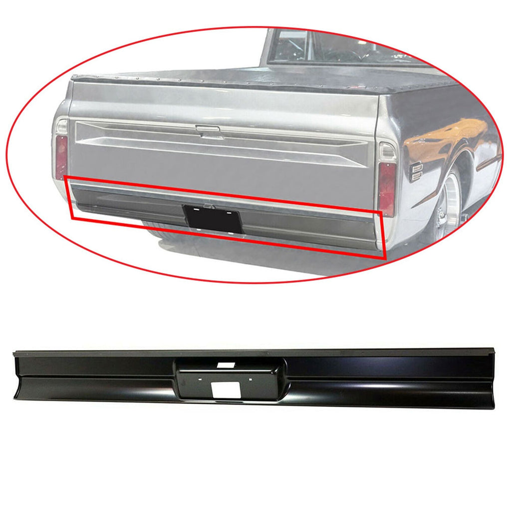 labwork Rear Roll Pan Bumper with License Plate Replacement for Chevrolet C10 Pickup 1967-1972 Trucks Steel Lab Work Auto