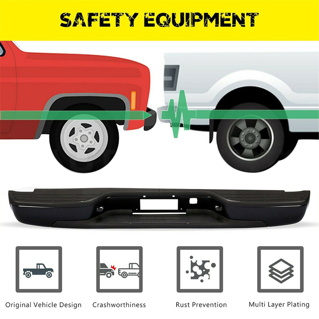 labwork Rear Step Bumper for GMC Sierra Chevrolet Silverado 1999-2006 Black Steel Lab Work Auto