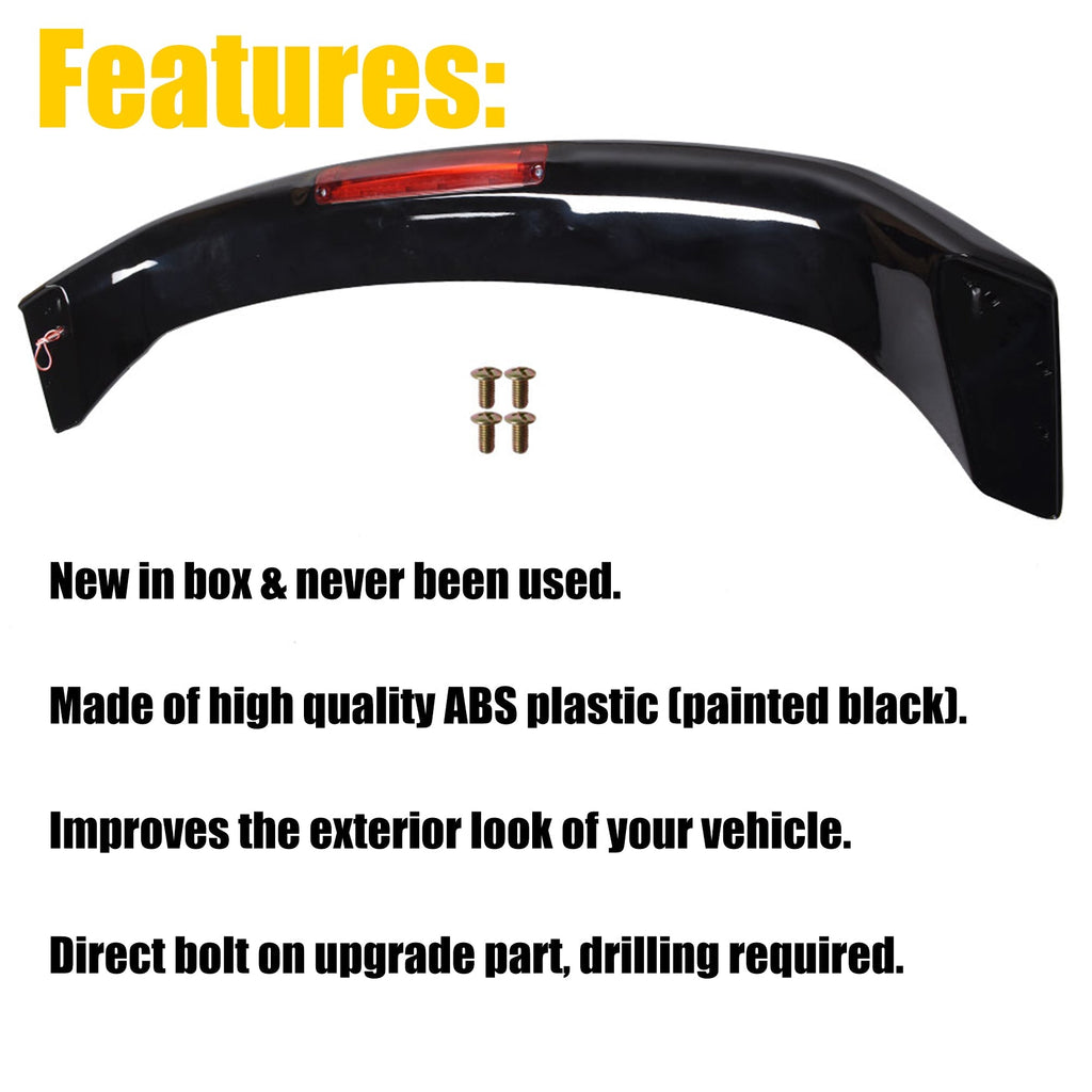 labwork Rear Trunk Spoiler Replacement for 2013-2015 Honda Civic 4DR Glossy Black with Brake Light Lamp Lab Work Auto