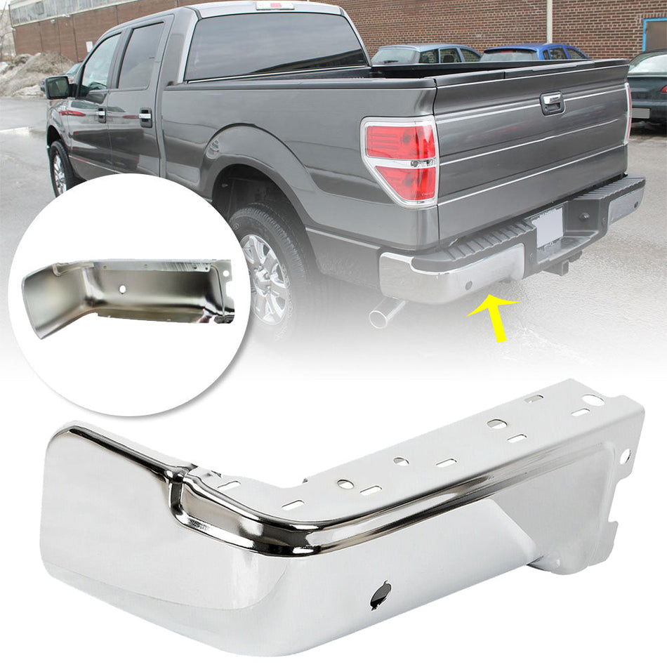 labwork Steel Rear Bumper Face End Cap For 2009-2014 Ford F150 Drivers Left LH Chrome Lab Work Auto