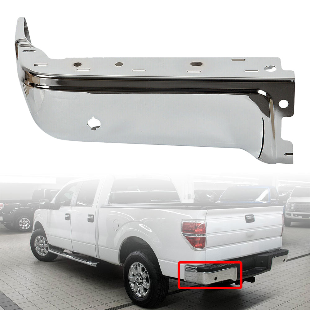 labwork Steel Rear Bumper Face End Cap For 2009-2014 Ford F150 Drivers Left LH Chrome Lab Work Auto