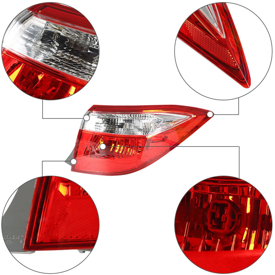 labwork Tail Lights Signal Lamp Passenger Side RH Red Clear Replacement for 2014-2016 Toyota Corolla TO2805118 8155002751 81550-02750 Lab Work Auto