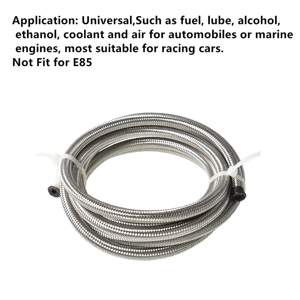 labwork Universal Oil Fuel Line Hose 10 Ft 4 AN double Stainless Steel Braided w/ 6 Pcs Swivel Fitting Hose Ends Adapter Kit, Blue & Red