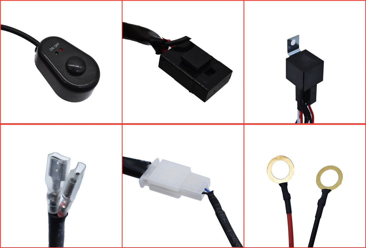 labwork Universal Wiring Harness Kit Loom For Led Work Light Bar 9ft 10PCS - Lab Work Auto