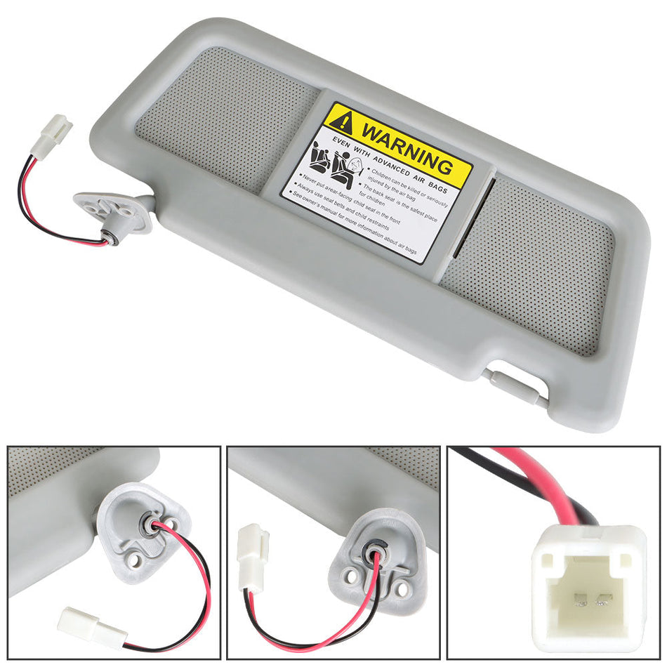 labwork With Lights Grey Driver Side Sun Visor For 2004 2005 -2011 Mazda RX-8 Lab Work Auto