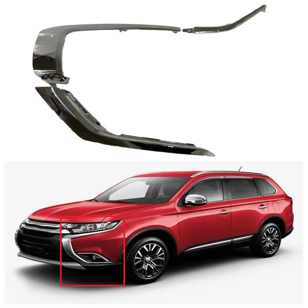 set front Bumper LH chrome trim molding 3 pc for 2016 -19 Mitsubishi Outlander Lab Work Auto